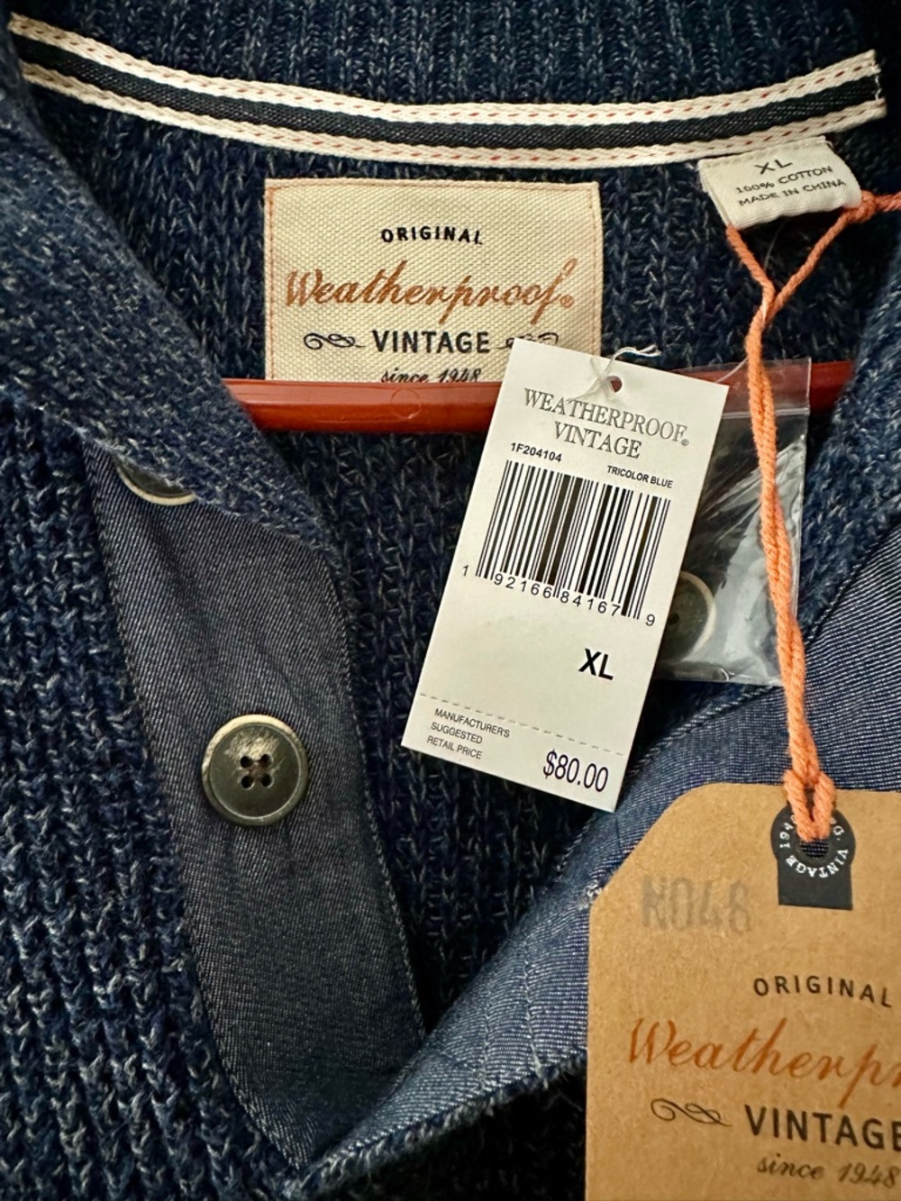 Men's Navy Weatherproof Vintage Sweater XL - Picture 2 of 6